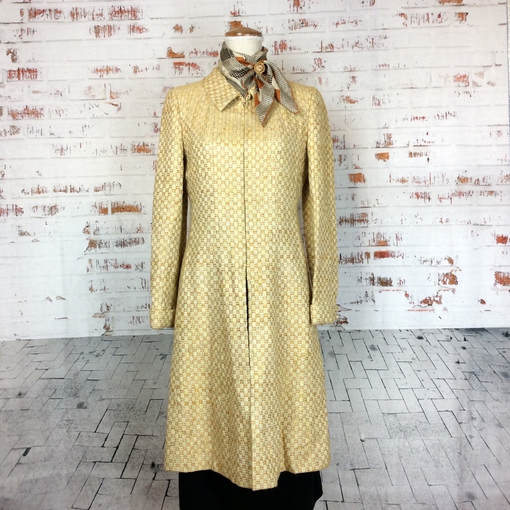 CHANEL Authentic Honey & Tan Tweed Dress Coat 01C